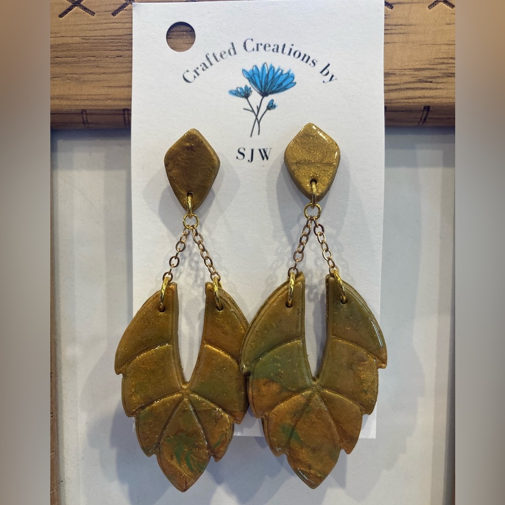 Gold Leaf Dangle Earrings